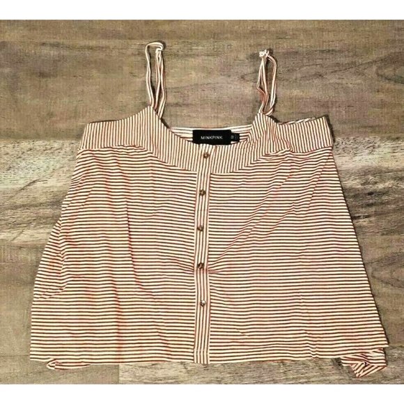 MINKPINK Women's Striped Tank Top Red / White ( M ) - Picture 1 of 1